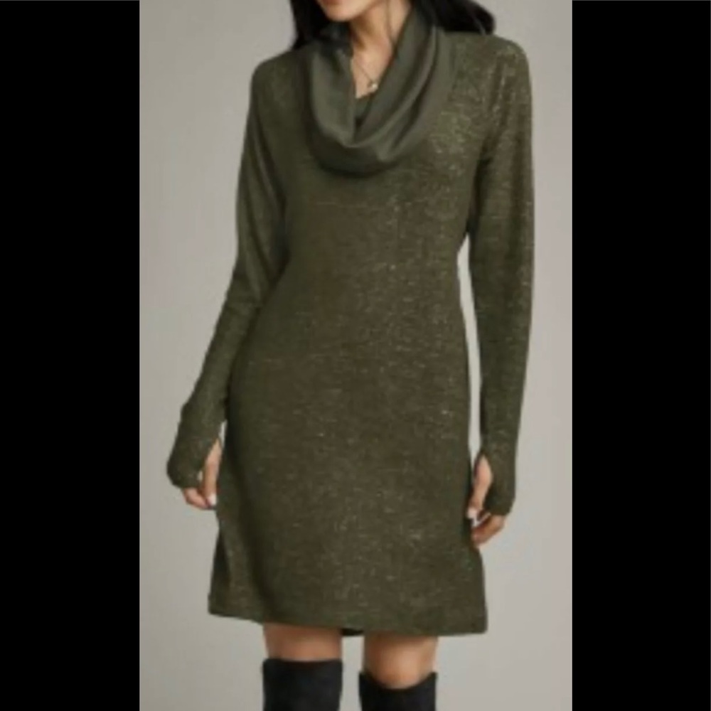 CABI Olive Green LS Cowl Dress M Medium #4016 NWOT FALL 20